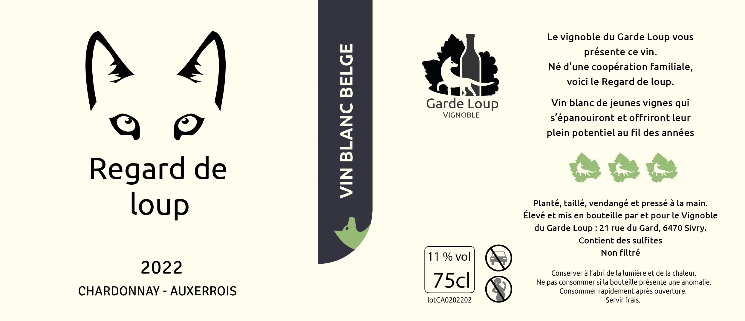 Etiquette de la cuvée 'Regard de loup'